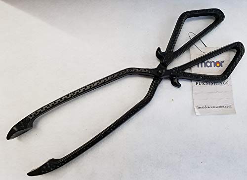 Green County Hardware Pinze in ghisa nere per il carbone 32 cm per caminetto