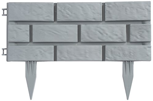 Greenhurst 4191 Bordi da Giardino in Plastica Effetto Mattoni 43 x 175 cm Grigio Heritage Grey 4 pezzi