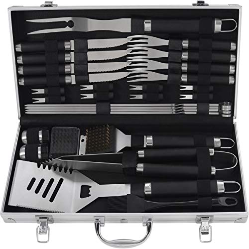 grilljoy 29PCS Accessori BarbecueUtensile per Barbecue in Acciaio Inossidabile Resistente con Scatola per BarbecueStrumenti per Barbecue per ViaggiCampeggioattivit allaperto
