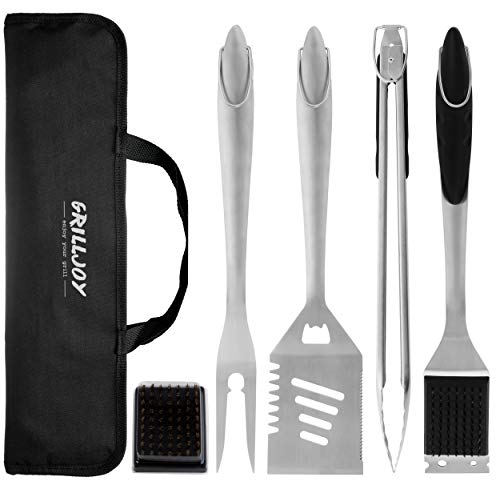 grilljoy 6pc Set di Strumenti per Barbecue per Uso PesanteAccessori Barbecue in Acciaio Inossidabile con Borsa per Il TrasportoIl Perfetto Picnic Quotidiano e Kit Barbecue allaperto