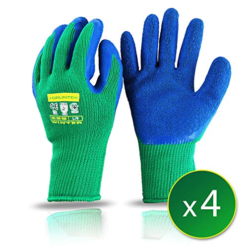 GRNTEK 4 Guanti da Lavoro e Giardino Invernali Rivestiti in Lattice 100 Impermeabile Taglia L  9
