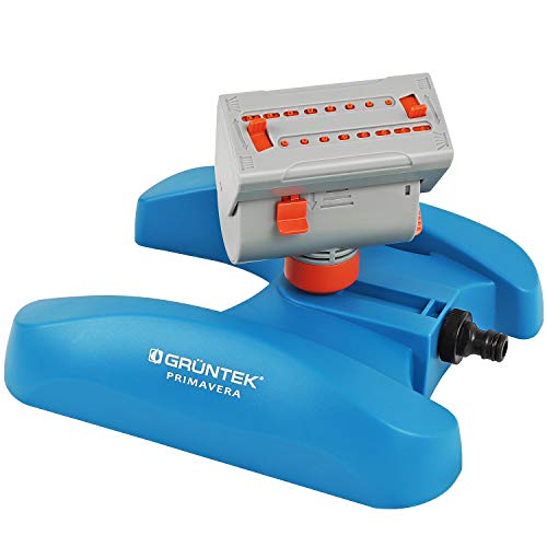 GRNTEK Irrigatore da Giardino Oscillante Regolabile con 16 ugelli e Motore Turbo Mini spruzzatore Esplosivo per superfici Rettangolari e Quadrate