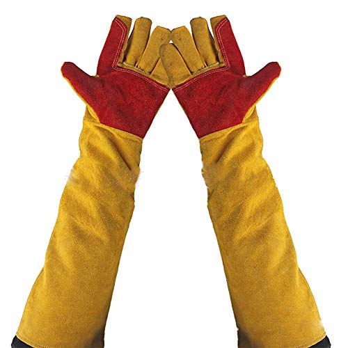 Guanti da saldatore in pelle extra lunghi 60 cm guanti da lavoro a prova di taglio spessi estremamente resistenti al calore per caminogiardinaggio