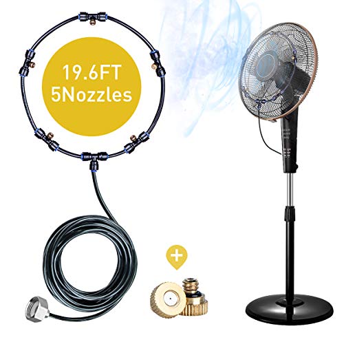 havit Ventilatore Nebulizzatore Tubo Irrigazione 59 m con 5 Irrigatore Giardino Rimovibili Ottone e Aadattatore Ventilatore Acqua per Il Raffrescatore del Patio Si Collega a Qualsiasi Ventilatore