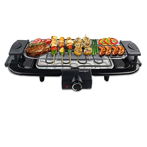 HengBO Barbecue Elettrico Grill Senza Fumo Antiaderente Grill con Vassoio Raccogli Olio per 6 Persone 2000W