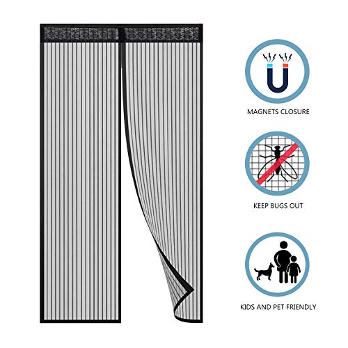 Hiveseen Tenda Zanzariera Magnetica per Porta 120x220CM Anti Insetti Mosche Zanzare Chiusura Automatica con 18 Calamita Facile Montaggio per Porta Ingresso del BalconeTerrazzoScorrevole