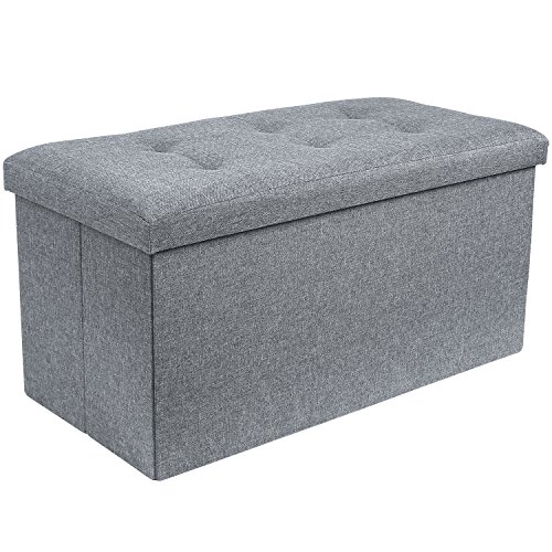 HOMFA Pouf Panca Poggiapiedi Sgabello Cubo Savaspazio Contenitore Cassapanca Pieghevole 76 38 39cm Carico 200kg Grigio