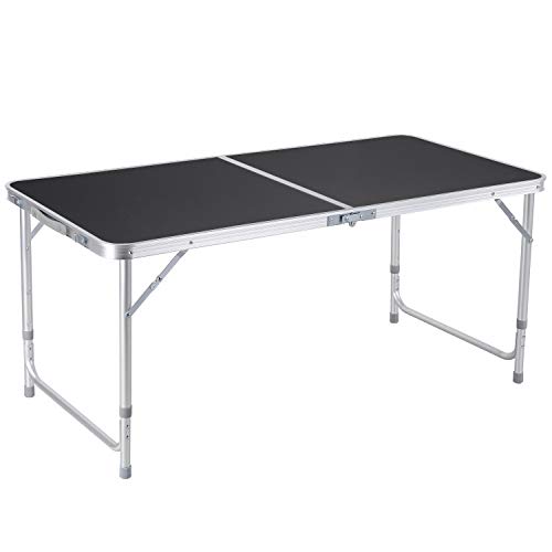 HOMFA Tavolo Pieghevole di Gardino da Campeggio 12M Tavolino Nero Picnic Familiari Set Richiudibile a Valigetta per Spiaggia Terrazzo Viaggio Altezza Regolabile 5570cm 12m Nero Tavolo