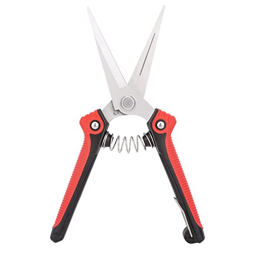 Housolution Cesoia Potatura Forbici da vigneti a Mola con Lame Lunghe Chiusura di Sicurezza Taglio Preciso 23 mm Forbici Giardinaggio Cesoia per Rami Fiori Manico Nero Rosso