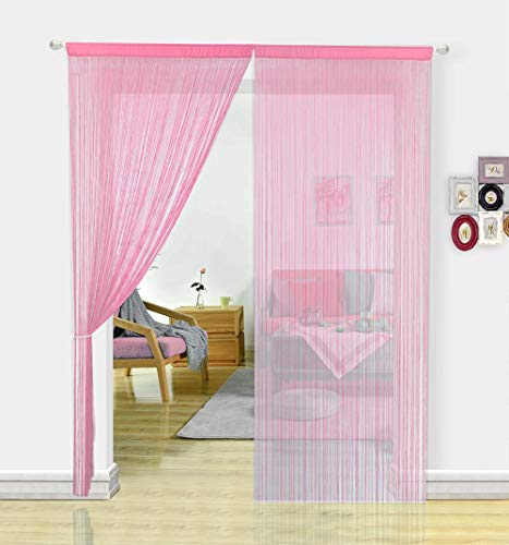 HSYLYM Tenda a Fili in Pannelli per camere da Letto Porte zanzariera divisorio di stanze Decorazione per la casa Poliestere Pink 90x245cm