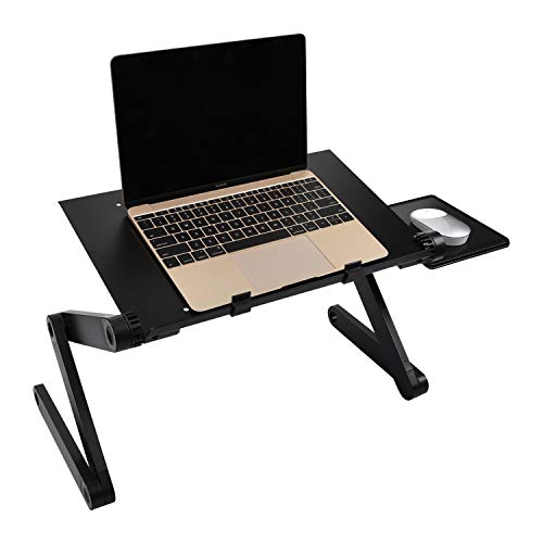 Ideal Swan Supporto PC Portatile Regolabile Laptop Stand Tavolino PC Regolabile Alluminio Supporto Notebook Computer con Pannello Porta Mouse per MacBook dell HP Samsung Lenovo Huawei Nero