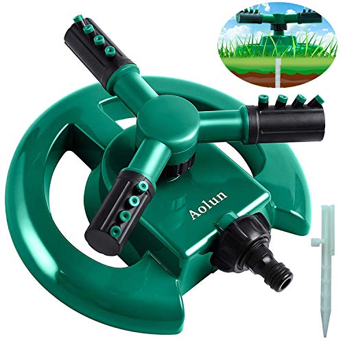 Irrigatore a pioggia da giardino irrigatore per prato automatico 360 gradi sistema di irrigazione con 3 braccia rotanti
