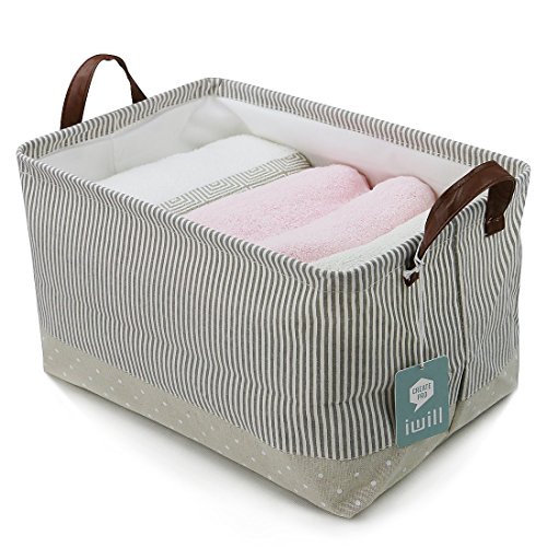 iwill CREATE PRO Cesto portaoggetti Pieghevole in Tessuto di Cotone per Ripiani cubi portaoggetti cestini portaoggetti per Mobile Beige