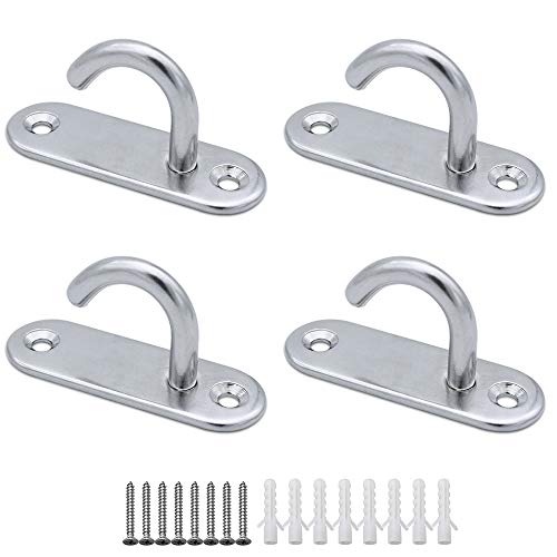 JaneYi Ganci da soffitto in acciaio inox 304 M6 resistenti ovali aperti con occhiello a vite per amaca sedia a dondolo yoga zanzariera barca
