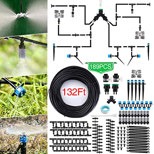 Jeteven Kit di Irrigazione A Goccia 40M189Pcs Micro Drip Irrigation Kit Irrigazione Automatica Sprinkler Automatico Irrigazione Sistema per Giardino Serra Impianto