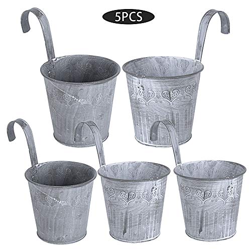 JNCH 5pz Vasi Portavasi Portafiori da Appendere con Gancio Vintage Metallo Fioriera Sospesa Decorativo Decorazione Giardino Balcone Casa