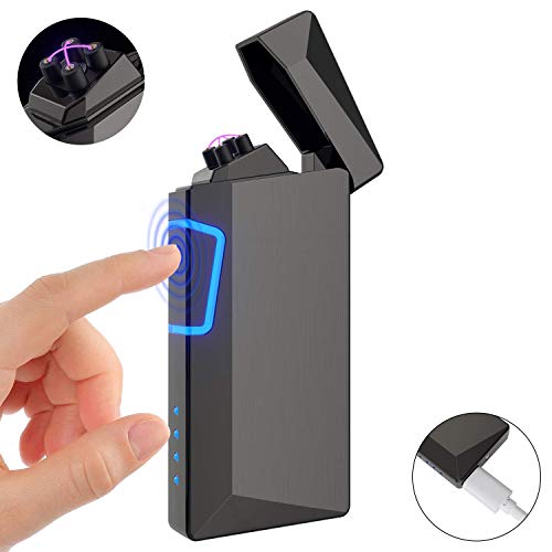 Jobon Accendino Elettrico Accendino Plasma Accendini Antivento Senza Fiamma Accensione Touch a 180 per Candele Sigarette Cucina Camino Barbecue