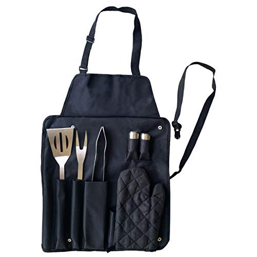 joejis Kitchen Set Barbecue Professionale Premium da 7 Pezzi con Grembiule e Utensili per Barbecue Attrezzi Barbecue Professionali in Acciaio Inossidabile Attrezzatura Barbecue di Alta qualit