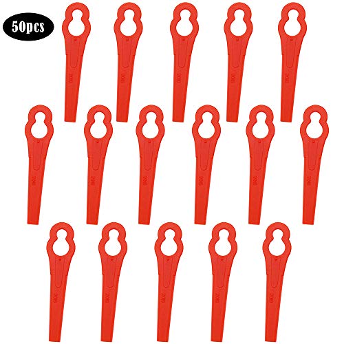JUNH 50 Pezzi Lama in Plastica per Tosaerba di Coltelli di Ricambio Originale Set di Coltelli di Ricambio per Decespugliatori Decespugliatore Accessori per Decespugliatori A Batteria Rosso