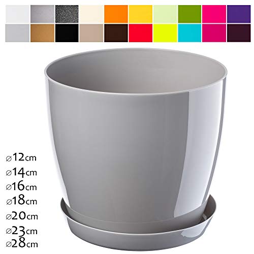 KADAX  Vaso per piante con sottovaso rotondo per interni elegante in plastica per fiori piante casa