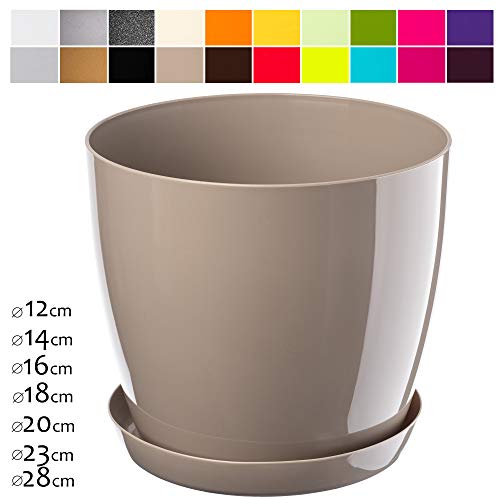 KADAX  Vaso per piante con sottovaso rotondo per interni elegante vaso in plastica vaso per fiori piante casa leggero