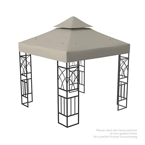 Kenley Telo di Ricambio Top di Copertura per Tetto Gazebo Giardino 3 x 3m Beige