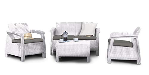Keter Corfu Lounge Set con Divano 2 posti Bianco 50x168x75 cm