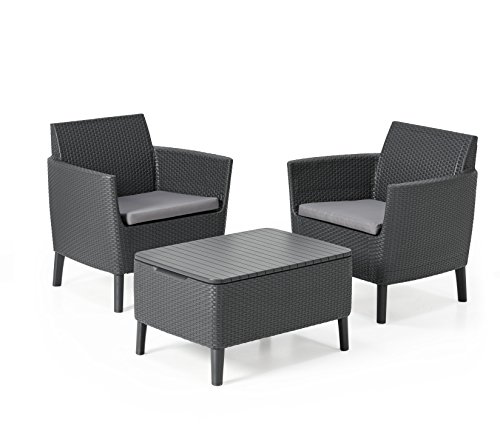 Keter Salemo Balcony Set Tavolo e Due Poltrone Graffite