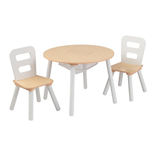 KidKraft27027 Set Tavolo Rotondo con 2 Sedie Colore NaturaleBianco 5956 x 5956 x 4382 cm 27027