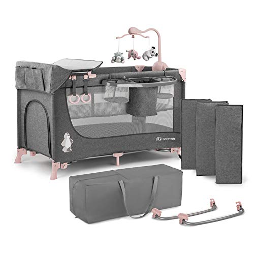 Kinderkraft Lettino Bambino JOY AC Culla Viaggio Pieghevole Giocattoli Borsa Trasporto per Bambini 025 Kg Rosa