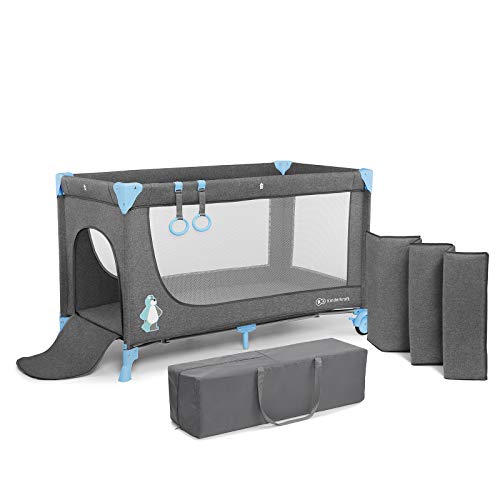 Kinderkraft Lettino Campeggio JOY Culla da Viaggio Pieghevole Ruote Borsa Trasporto per Bambini 025 Kg Blu