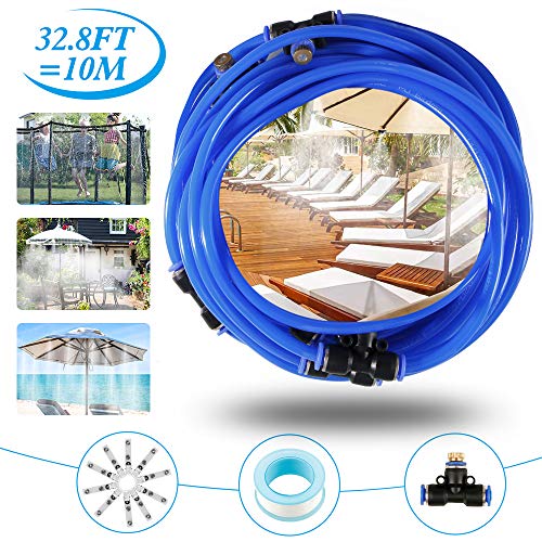 Kit di Nebulizzatore da Esterno Giardino Terrazzo Impianto di Raffreddamento Nebulizzazione Sistema di Irrigazione per Ombrellone Gazebo Serra Giardino Piscinaecc 10M 328FT