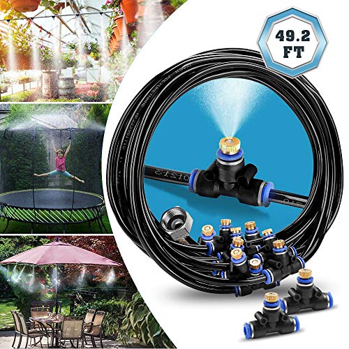 Kit di Nebulizzatore da Esterno Giardino Terrazzo Kit di irrigazione Impianto di Raffreddamento Nebulizzazione per Ombrellone Gazebo Serra Giardino Piscinaecc 15M 492FT