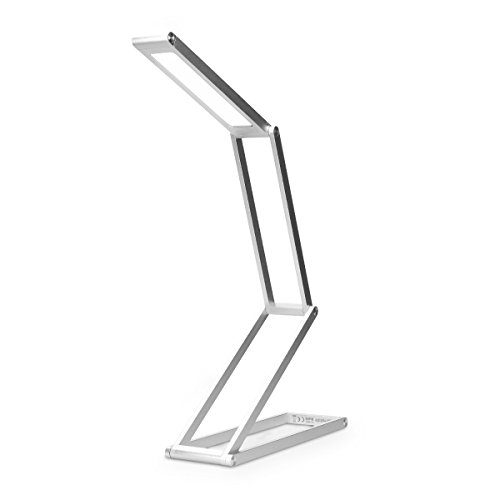 kwmobile Lampada da tavolo LED in alluminio Luce da lettura eye friendly Lampada da scrivania pieghevole con cavo USB design minimal argento