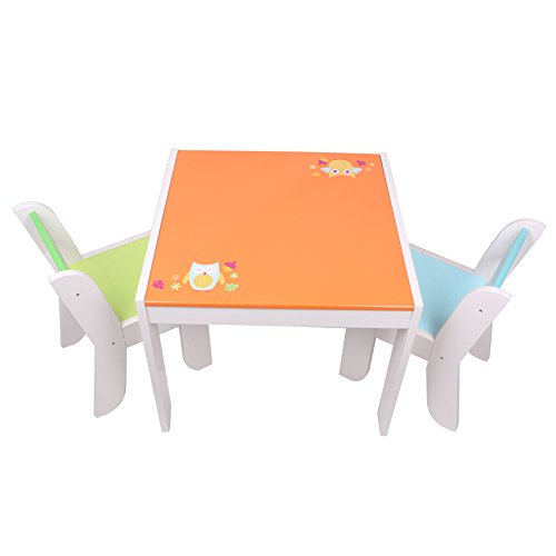 Labebe Mobili Bambini di Tavolo Bambino di Gufo Arancione Set Tavolino Bambino Legno per 15 Anni Tavolino Legno BambinoTavolo Gioco BambinoTavolino Multiattivita LegnoTavolino Gioco Bambino