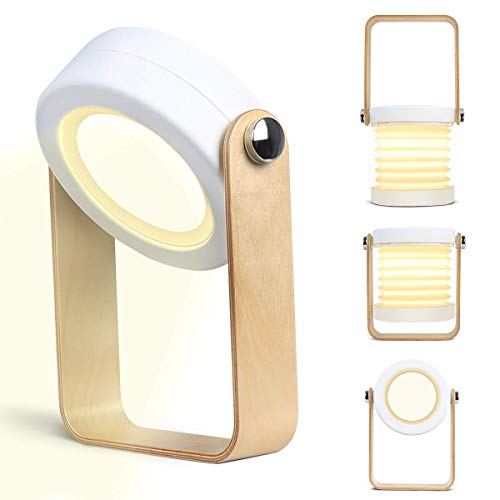 Lampada da Tavolo a Forma di Lanterna Kakanuo Lampada da Letto a Forma Variabile Interruttore Tattile Ricarica USB Lampada da Tavolo a Tre Sezioni Dimmerabile per Lettura Campeggio Luce Notturna
