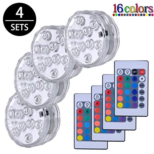 LED Sommergibili Con Telecomando 4 PezziLuce LED SommergibiliImpermeabile Lampeggiante Luminoso per La Cerimonia NuzialePartitoPiscinaFish Tank Decorazione
