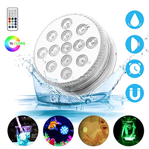 LED Sommergibili GolWof Luci Piscina 13 LEDs 16 Multicolori LED Subacquee Luci Sommergibili Luci Subacquee con Telecomando Decorativa per Interne Esterno Vaso Vasca lAcquario Partito Nozze Festa