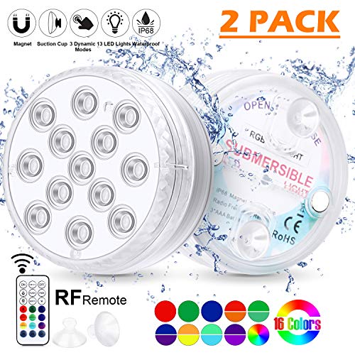 LED Sommergibili Luci Piscina Luci a LED Sommergibili Impermeabile Luci per Laghetto con Telecomando per La Cerimonia NuzialePartitoPiscinaFish Tank Decorazione2 PCS
