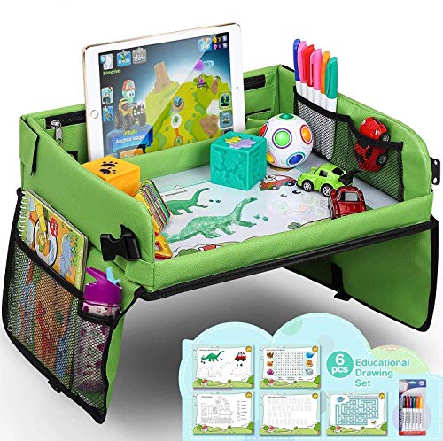lenbest Vassoio da viaggio Apprendimento al coperto allaperto educativo Gioco da tavolo con piano cancellabile a secco 6 penne e 5 carte da disegno Vassoio multifunzione per ragazze maschi