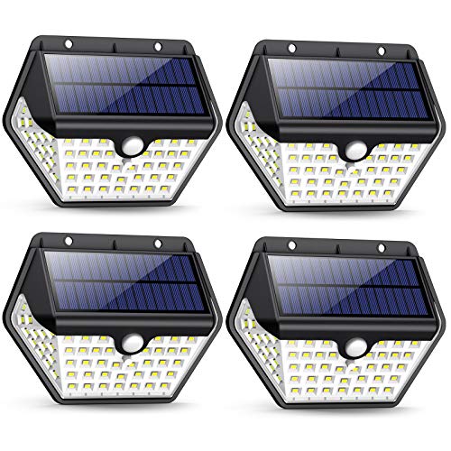 Luce Solare Led Esterno2019 Ultimi Modelli 60LED800 lumeniPosible Lampada Solare Esterno con Sensore di Movimento 2000 mAh Luci Esterno Energia Solare Impermeabile per GiardinoParete 4 Pezzi