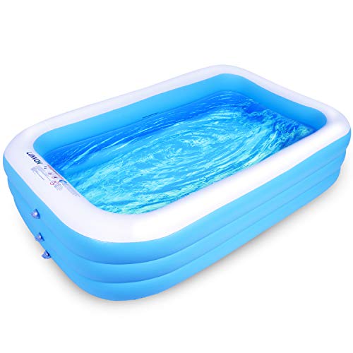 Lunvon Piscina Gonfiabile per Famiglie 305 x 183 x 56 cm Grande Piscina Rettangolare per Bambini Adulti Giardino e Spazio Allaperto