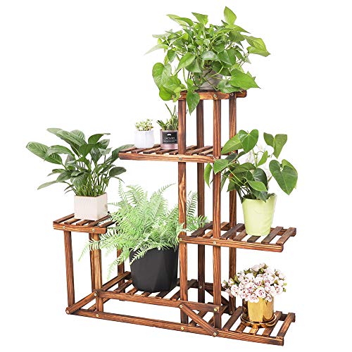 Malayas Scaffale Portafiori 6 Ripiani Legno Fioriera Verticale a Scala da Interno 95 cm x 26 cm x 71 cm