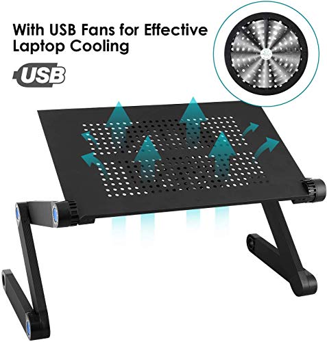 Mbuynow Supporto per PC con Ventole Supporto per Laptop Regolabile Tavolino PC Pieghevole Notebook Computer Portatile da Letto Divano Scrivania