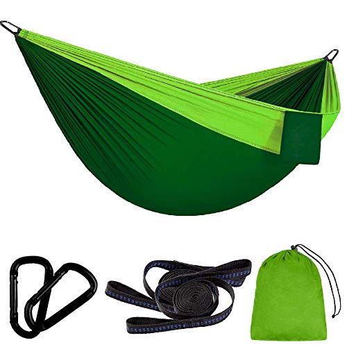 Mitening Amaca di Stoffa Portatile Doppia Ampio da 2 Persona Campeggio Viaggio Ultraleggera 290x140cm Nylon da Paracadute ad Asciugatura Rapida con 2x Moschettoni PremiumImbracature in Nylon Incluse