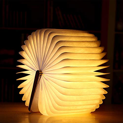 MMTX Lampada a libro a led in legno Decorazione Lampada da notte Pieghevole per libri con lampada tavolo magnetica ricaricabile scrivania per regalo di Natale regalo di San valentine per la mamma