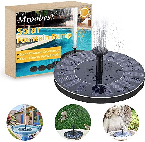 Mroobest Fontana Solare Solar Fountain Fontana Solare Collegare Diversi ugelli per spruzzare Diversi Tipi di Acqua Adatto per Giardini Stagni per Uccelli Piccoli stagni e Altri luoghi