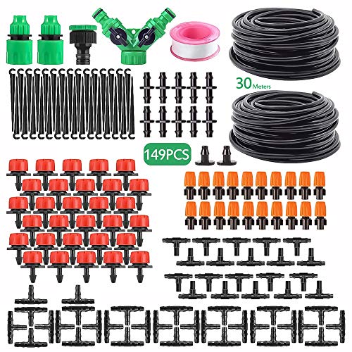 munloo Impianto Irrigazione Giardino Irrigazione Automatica Irrigazione a Goccia Kit Irrigazione per Giardino Prato 30 m