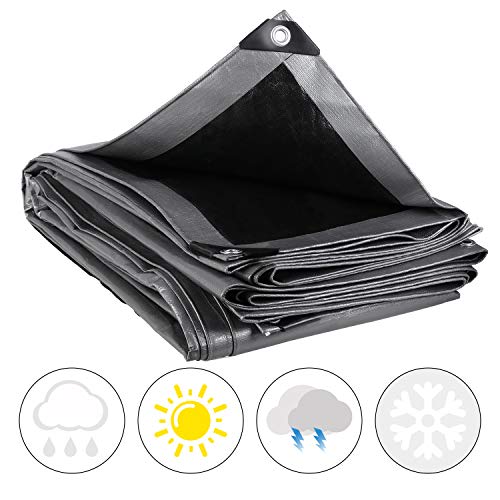 MVPower Telone Occhiellato Impermeabile 3x4m 280gm Telone PE Rinforzato Telo Occhiellato per Piscina Legno Auto Coperture Esterno Antivento Antipioggia Antistrappo Anticorrosivo