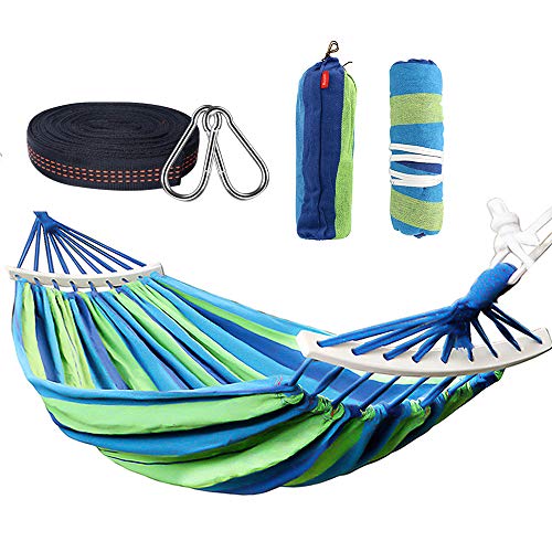 Nakeey Amaca Doppia Amaca da Esterno per Giardinocapacit 300 kg Portatile Leggera con Borsa per Giardino Cortile Spiaggia Backpacking Escursionismo 280 x 150 cm Blu